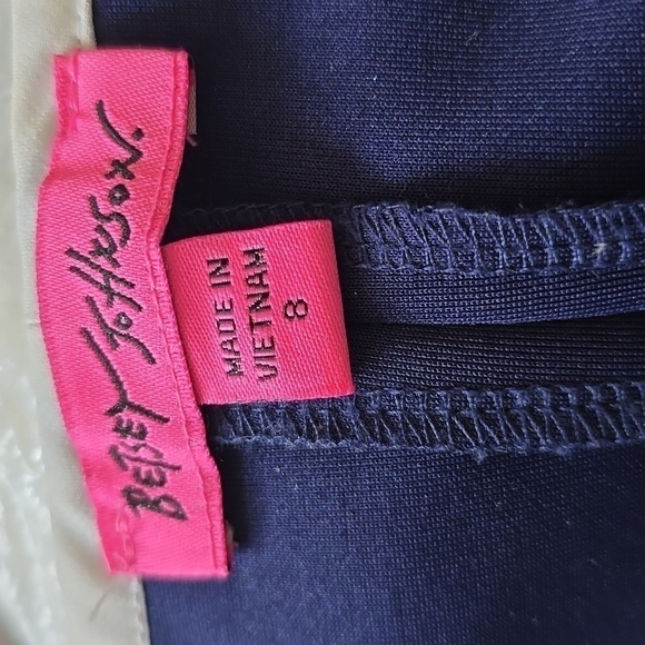 Besty Johnson  Navy Zip Front White Trim Pleated Dress - Picture 7 of 8